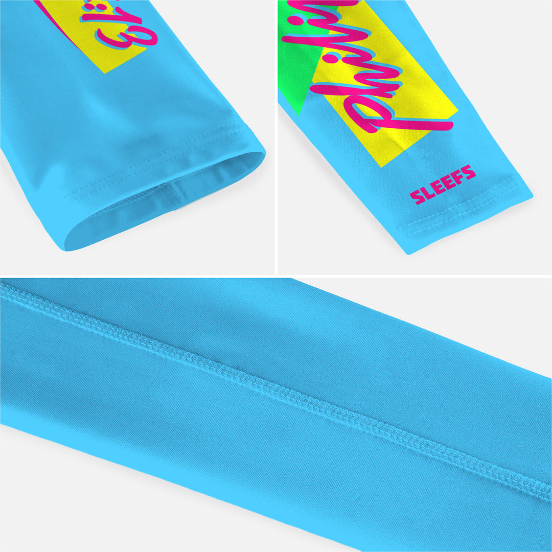Philippians 4:13 Synthwave Pink and Blue Kids Arm Sleeves Pair