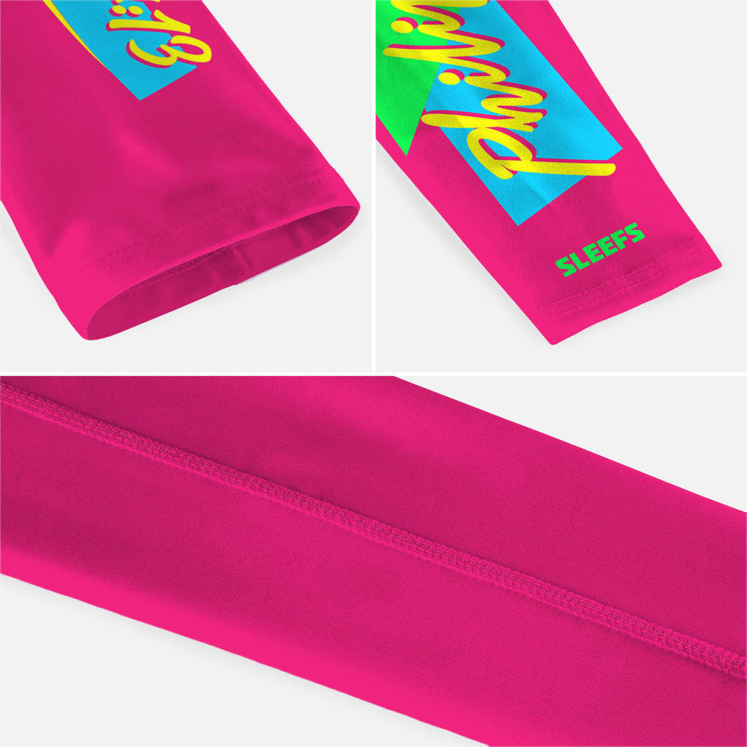 Philippians 4:13 Synthwave Pink and Blue Kids Arm Sleeves Pair