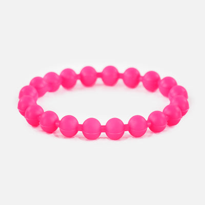Pink Beaded Silicone Wristband