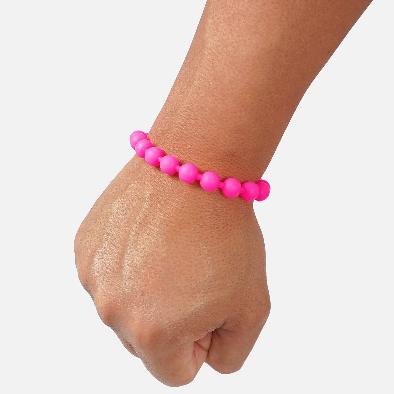 Pink Beaded Silicone Wristband