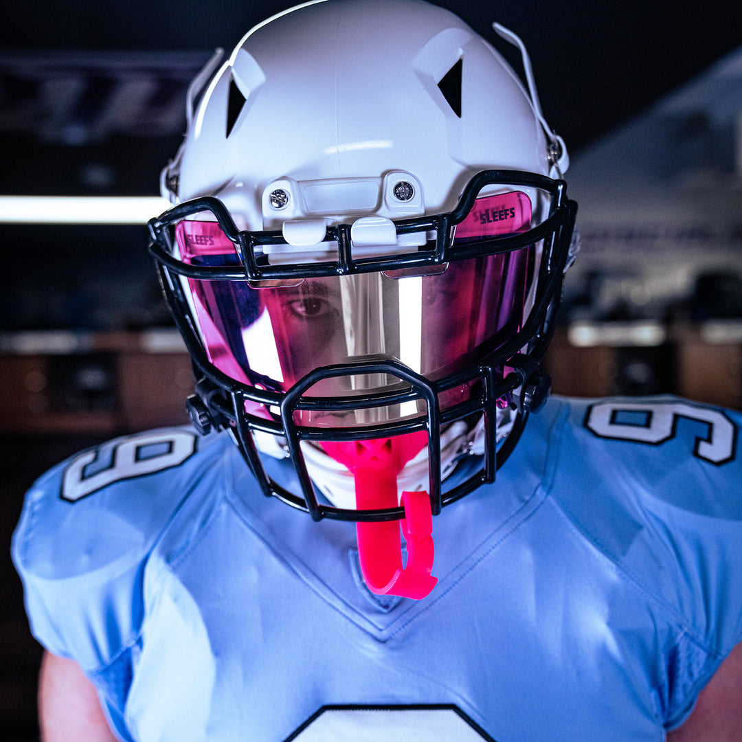 custom football helmet shields Pink Machine Silver Helmet Eye-Shield Visor – SLEEFS