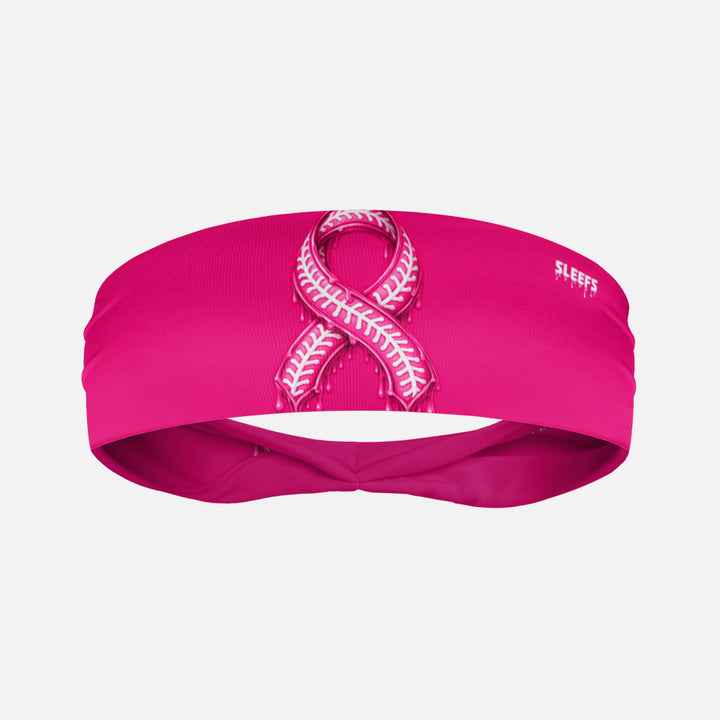 Pink Ribbon Drip Baseball Kids Headband