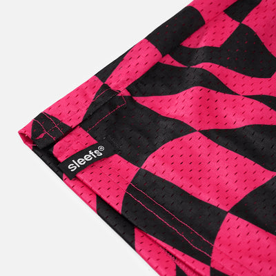 Pink Warped Checkered Shorts - 7"