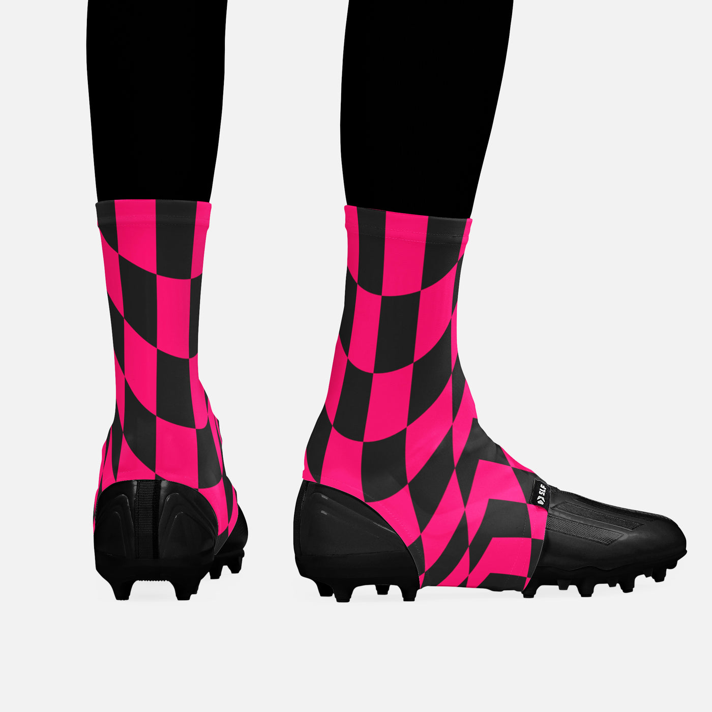 Pink Warped Checkered Spats / Cleat Covers