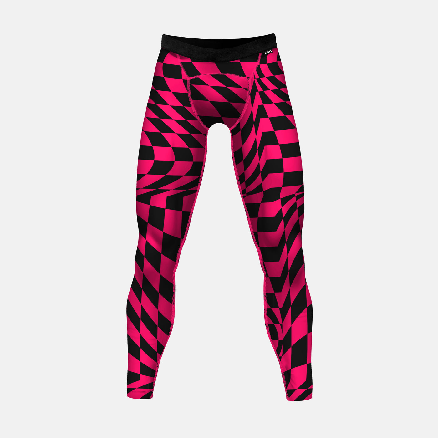 Pink Warped Checkered Tights for Men