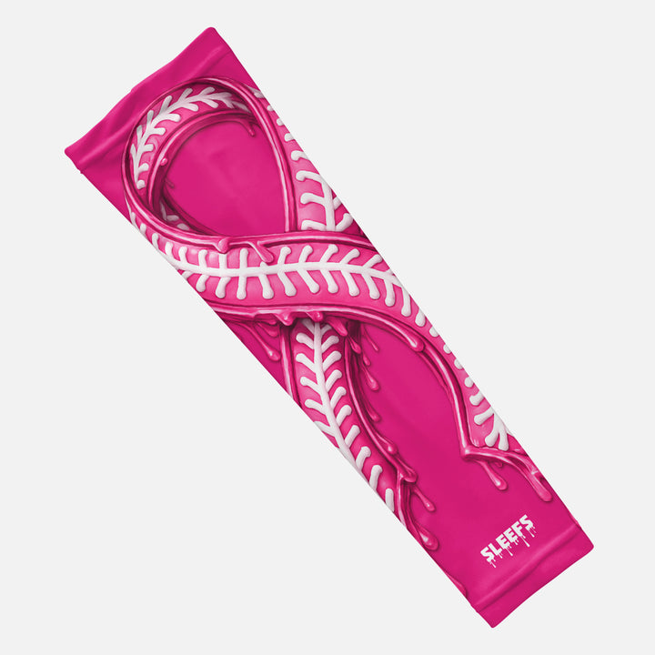 Pink Ribbon Drip Baseball Arm Sleeve