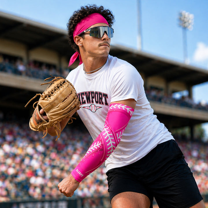 Pink Ribbon Drip Baseball Arm Sleeve