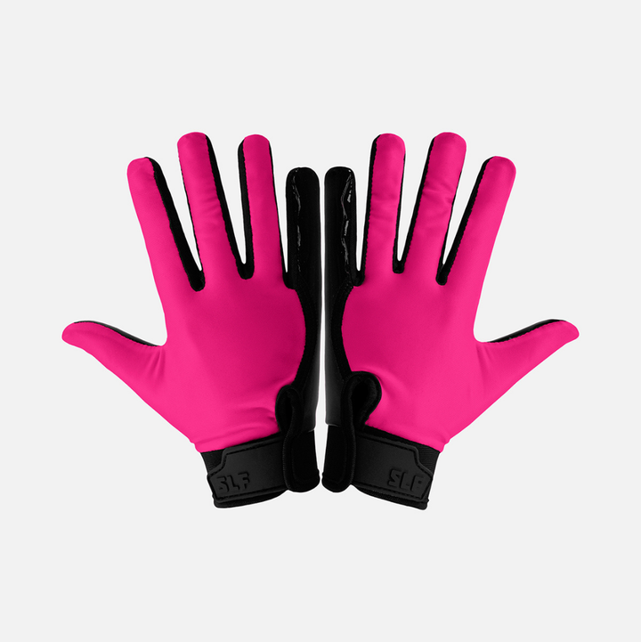 Pink Black Sticky Kids Football Receiver Gloves