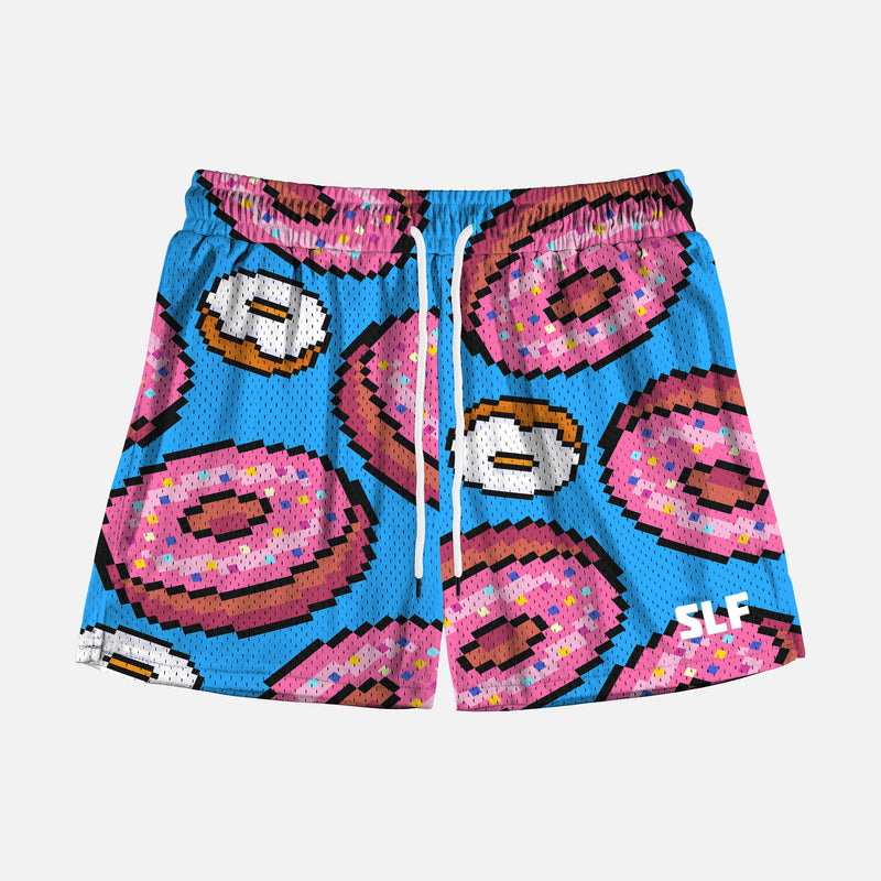 Pixel Donuts Light Blue Kids Shorts - 5"