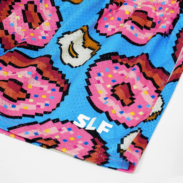 Pixel Donuts Light Blue Kids Shorts - 5"