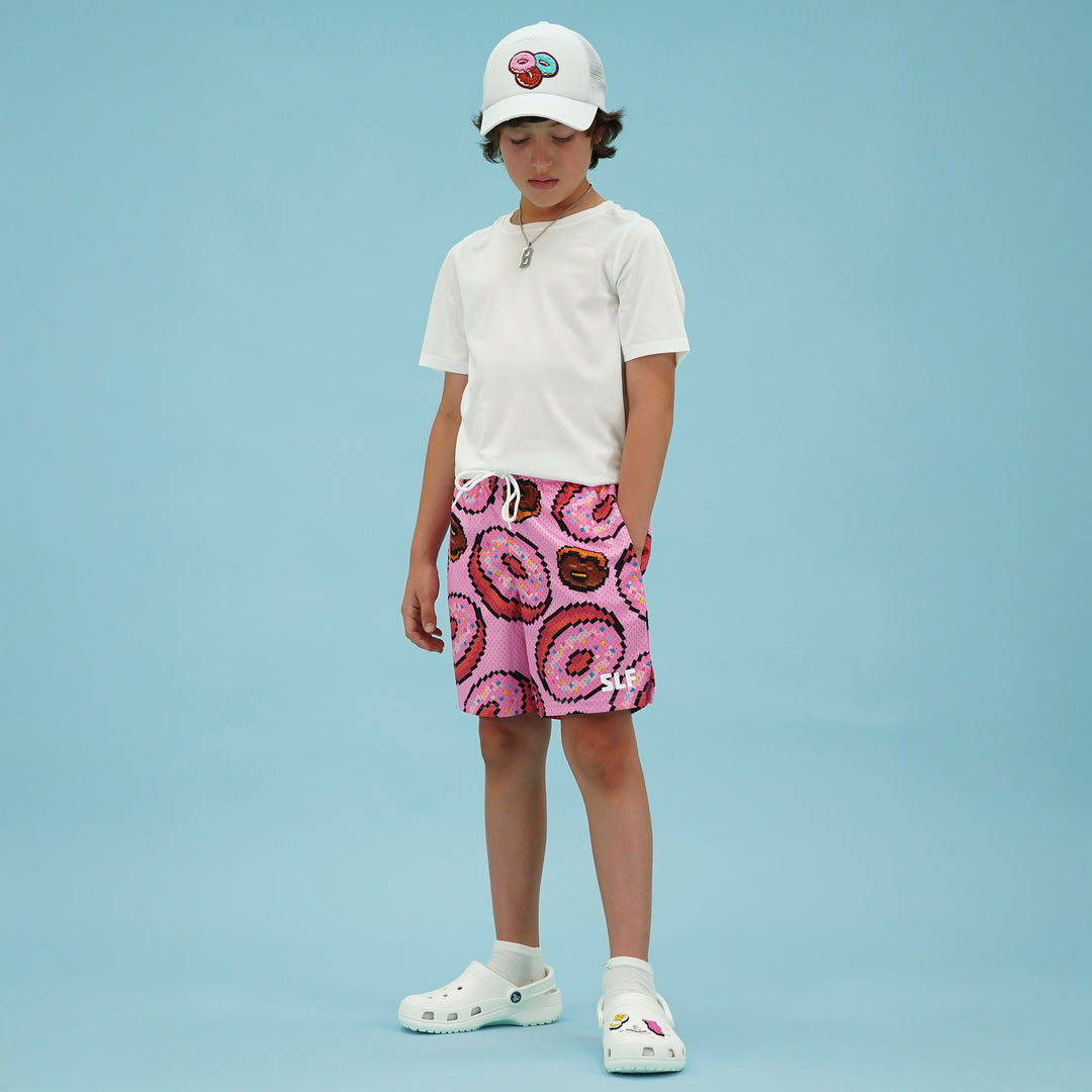 Pixel Donuts Pink Kids Shorts - 5"