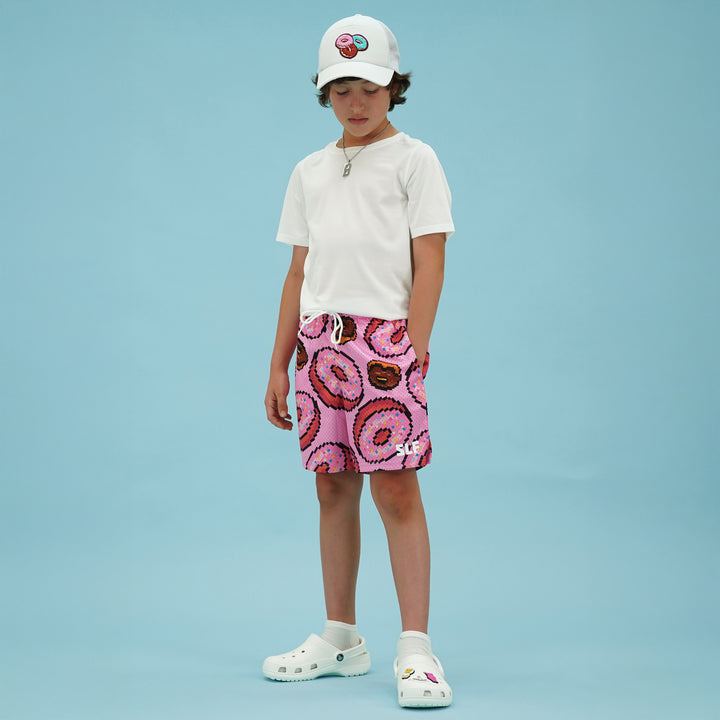 Pixel Donuts Pink Kids Shorts - 5"