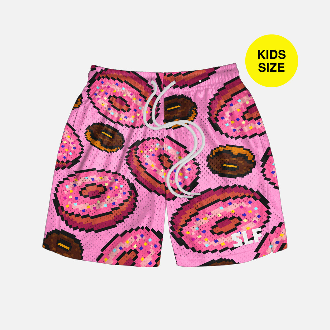 Pixel Donuts Pink Kids Shorts - 5"