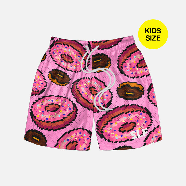 Pixel Donuts Pink Kids Shorts - 5"