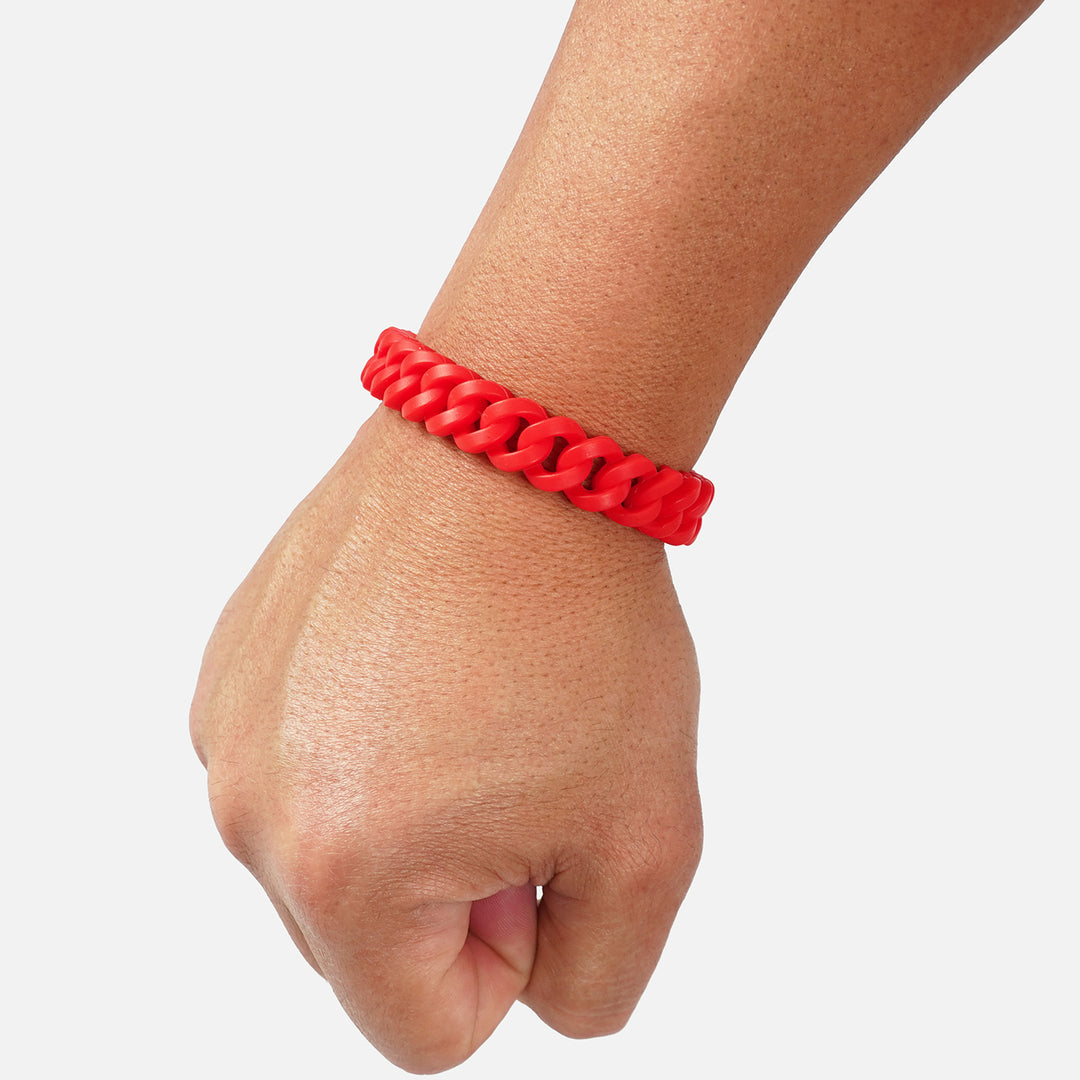 Red Cuban Link Silicone Wristband