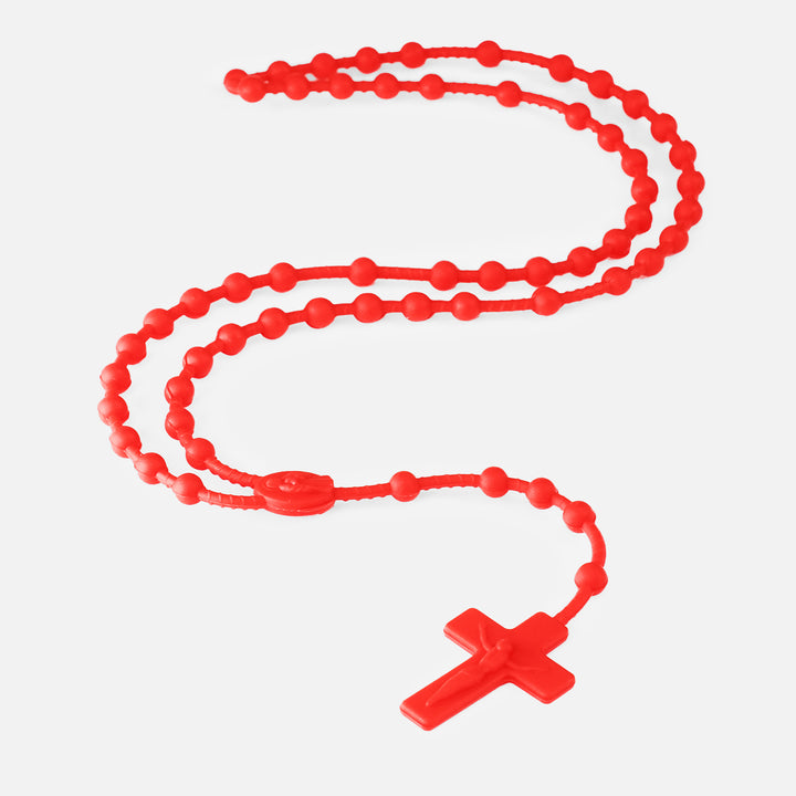 Red Rosary Cross Silicone Necklace