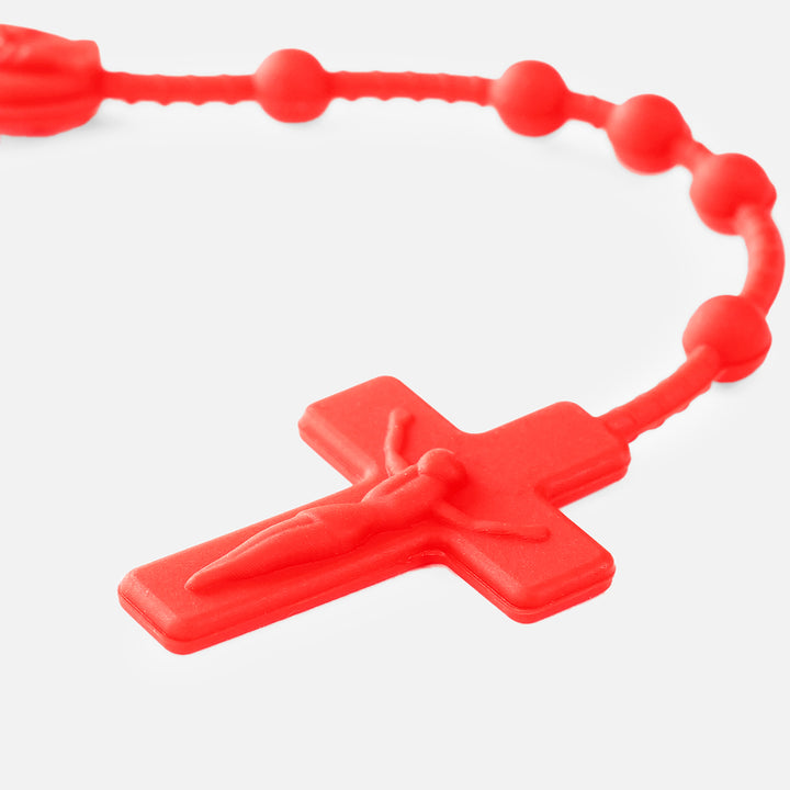 Red Rosary Cross Silicone Necklace