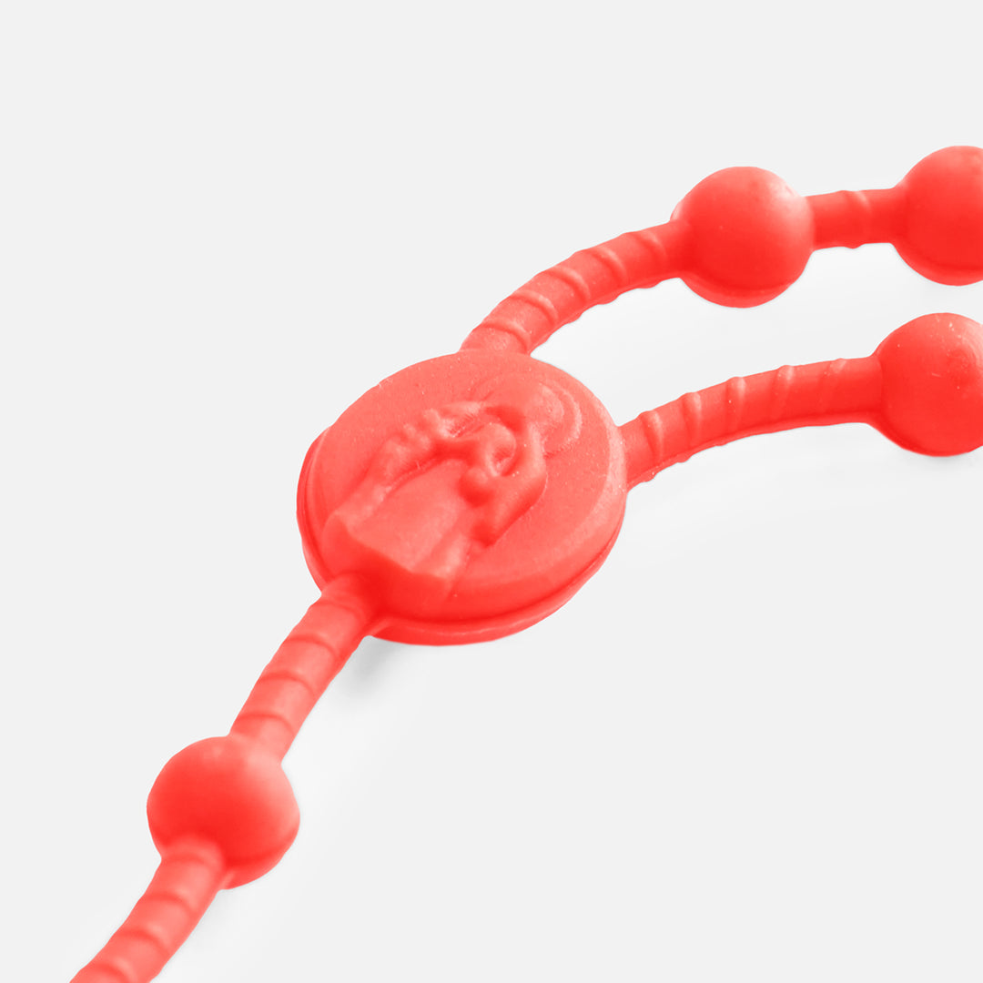 Red Rosary Cross Silicone Necklace