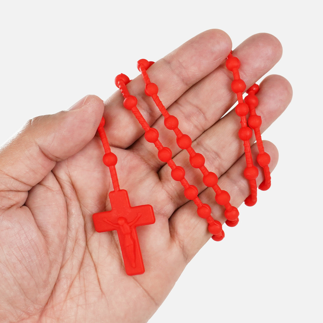 Red Rosary Cross Silicone Necklace