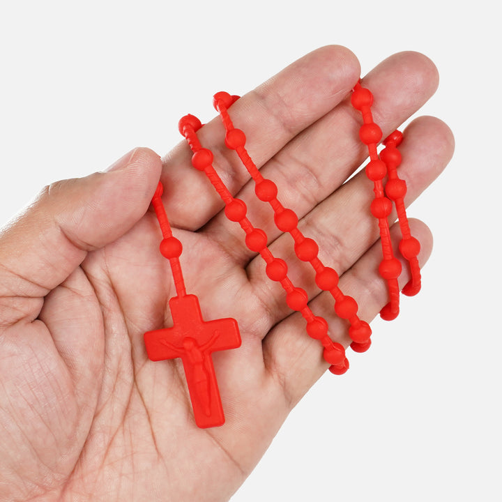 Red Rosary Cross Silicone Necklace