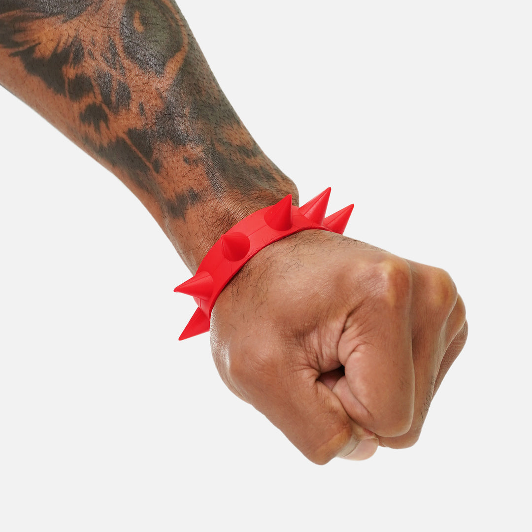 Red Spiked Silicone Wristband