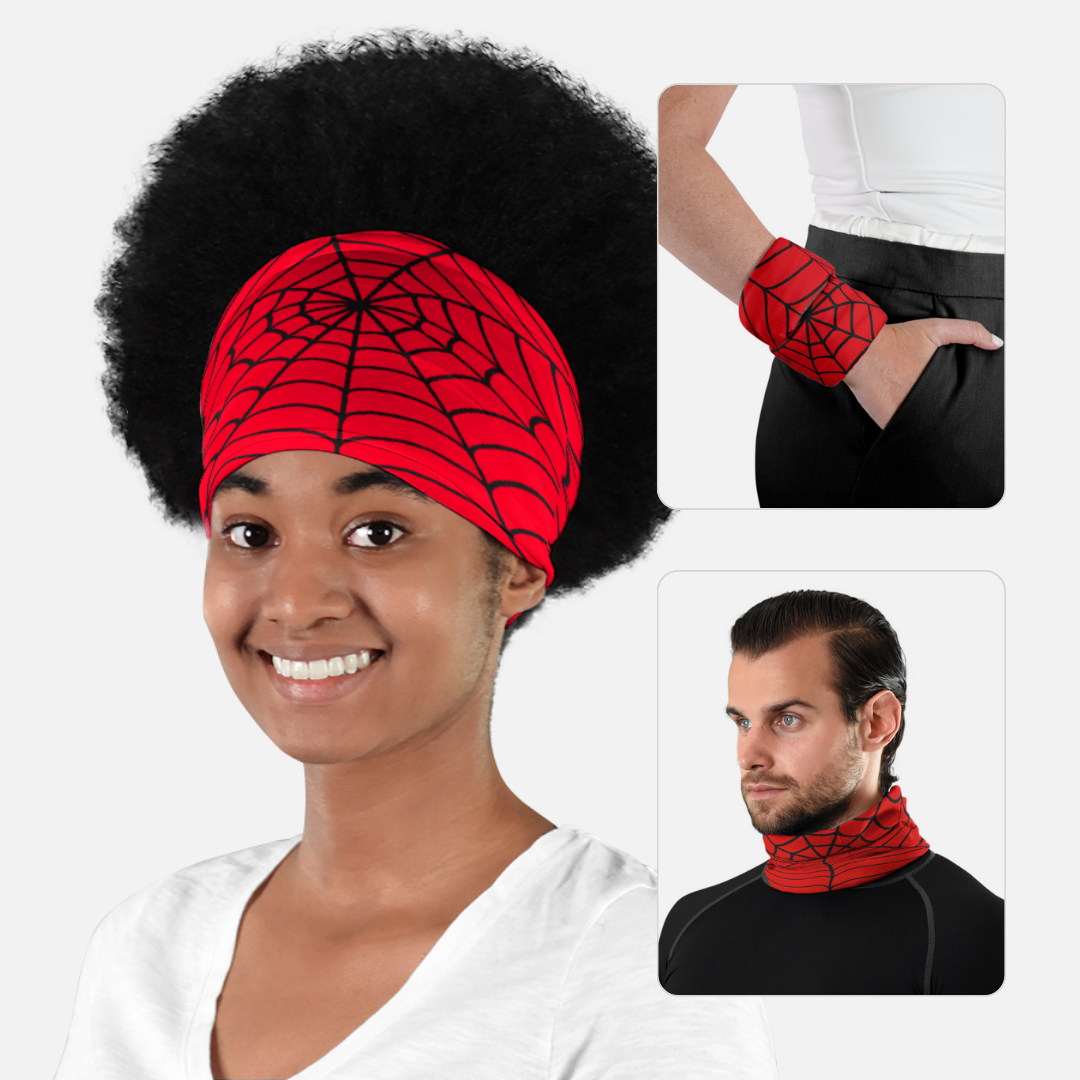 Red Web Pattern Neck Gaiter