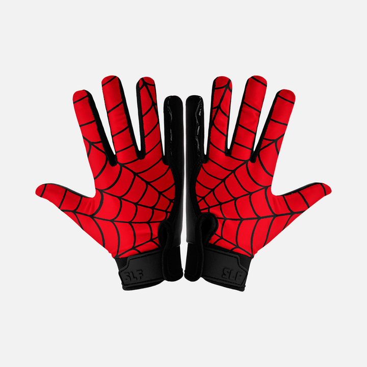 Red Web Pattern Sticky Kids Football Receiver Gloves
