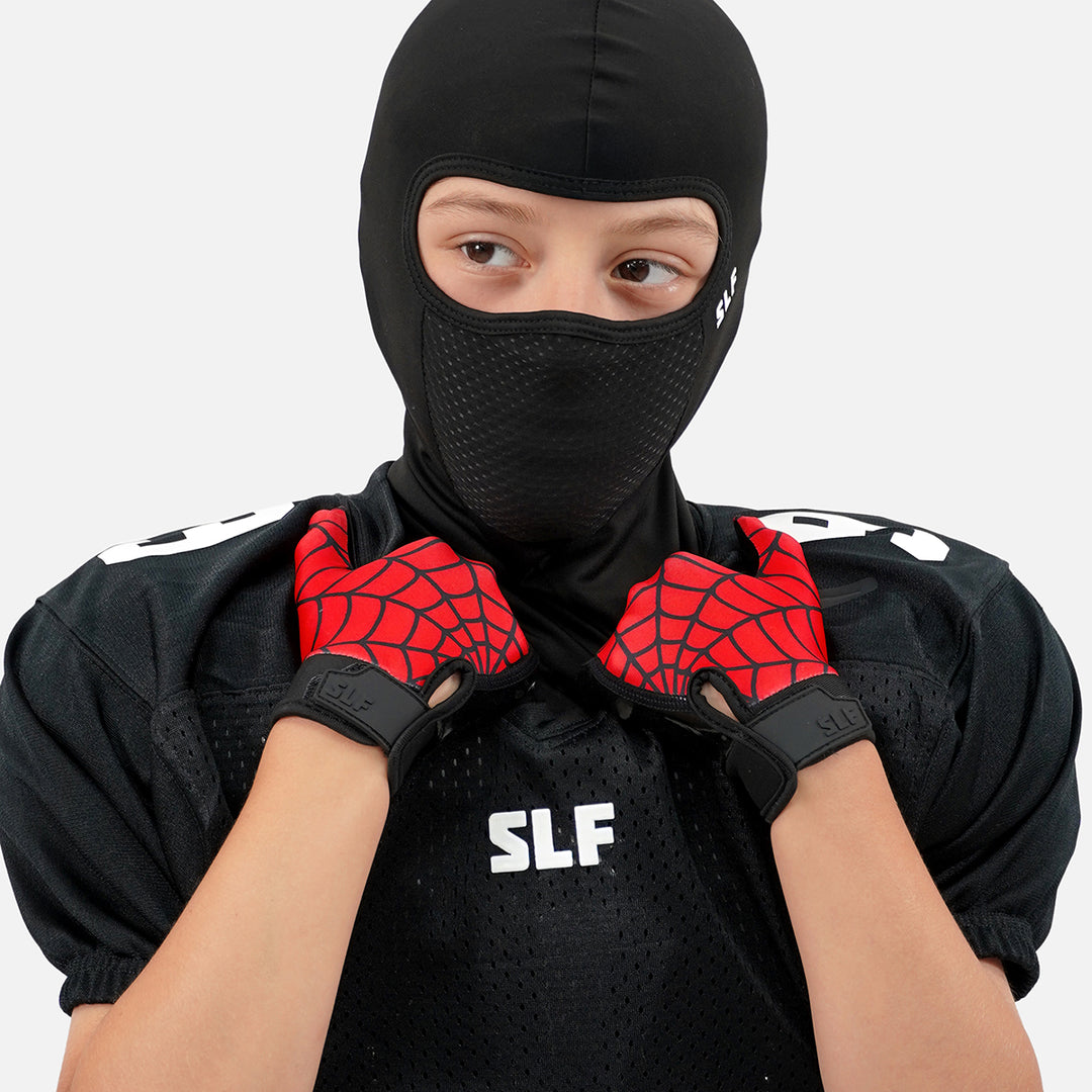 Red Web Pattern Sticky Kids Football Receiver Gloves