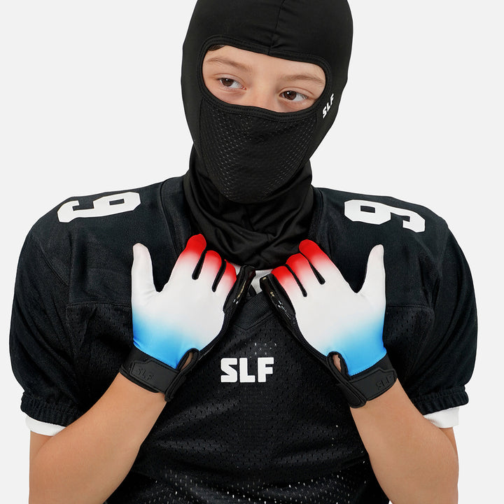 Red White Blue Ice Pop Sticky Kids Football Receiver Gloves
