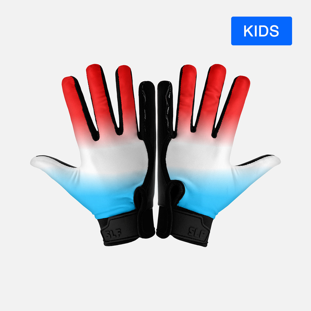 Red White Blue Ice Pop Sticky Kids Football Receiver Gloves