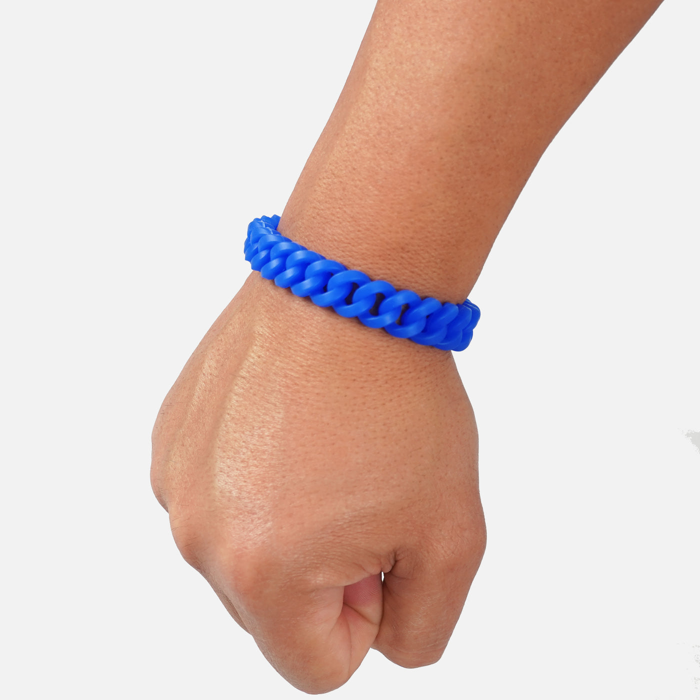 Royal Blue Black Cuban Link Silicone Wristband