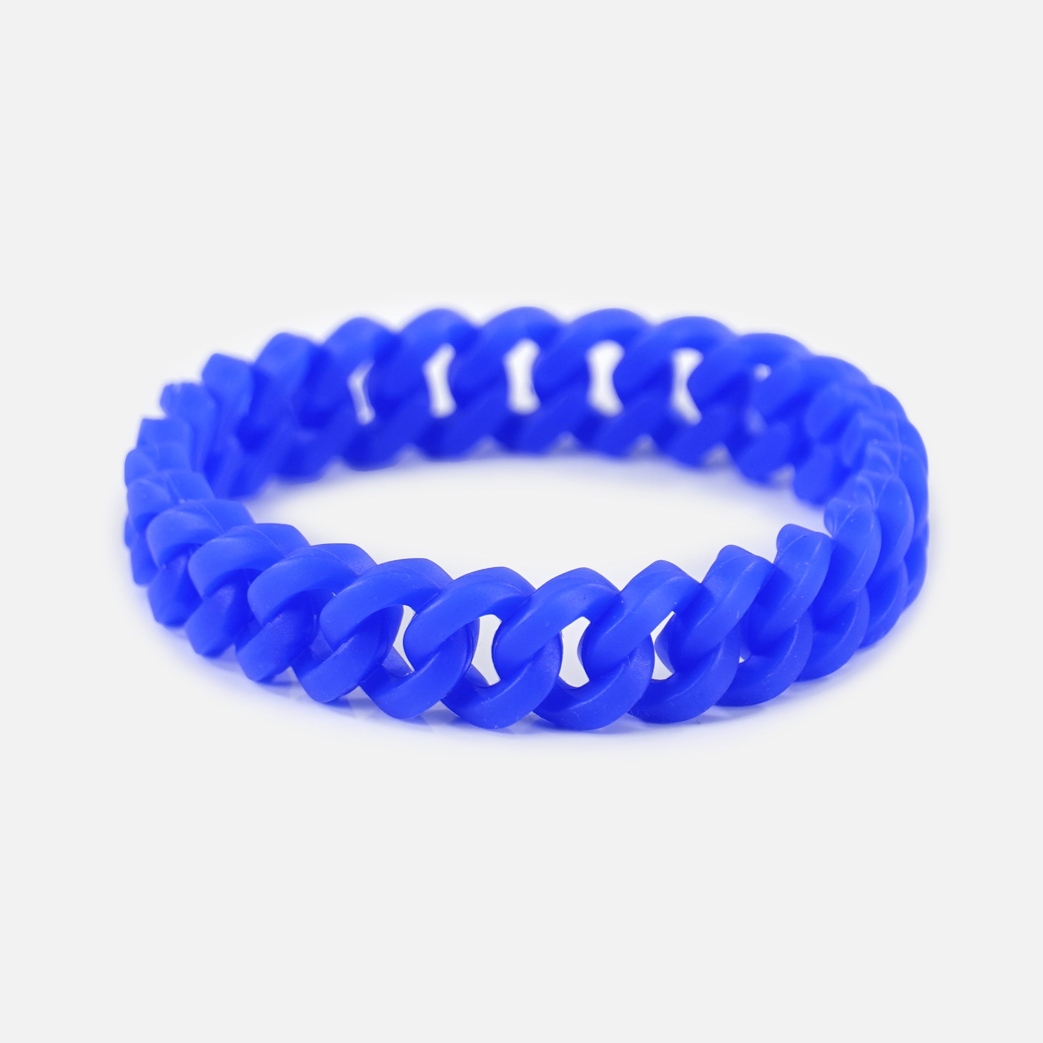 Royal Blue Black Cuban Link Silicone Wristband – SLEEFS