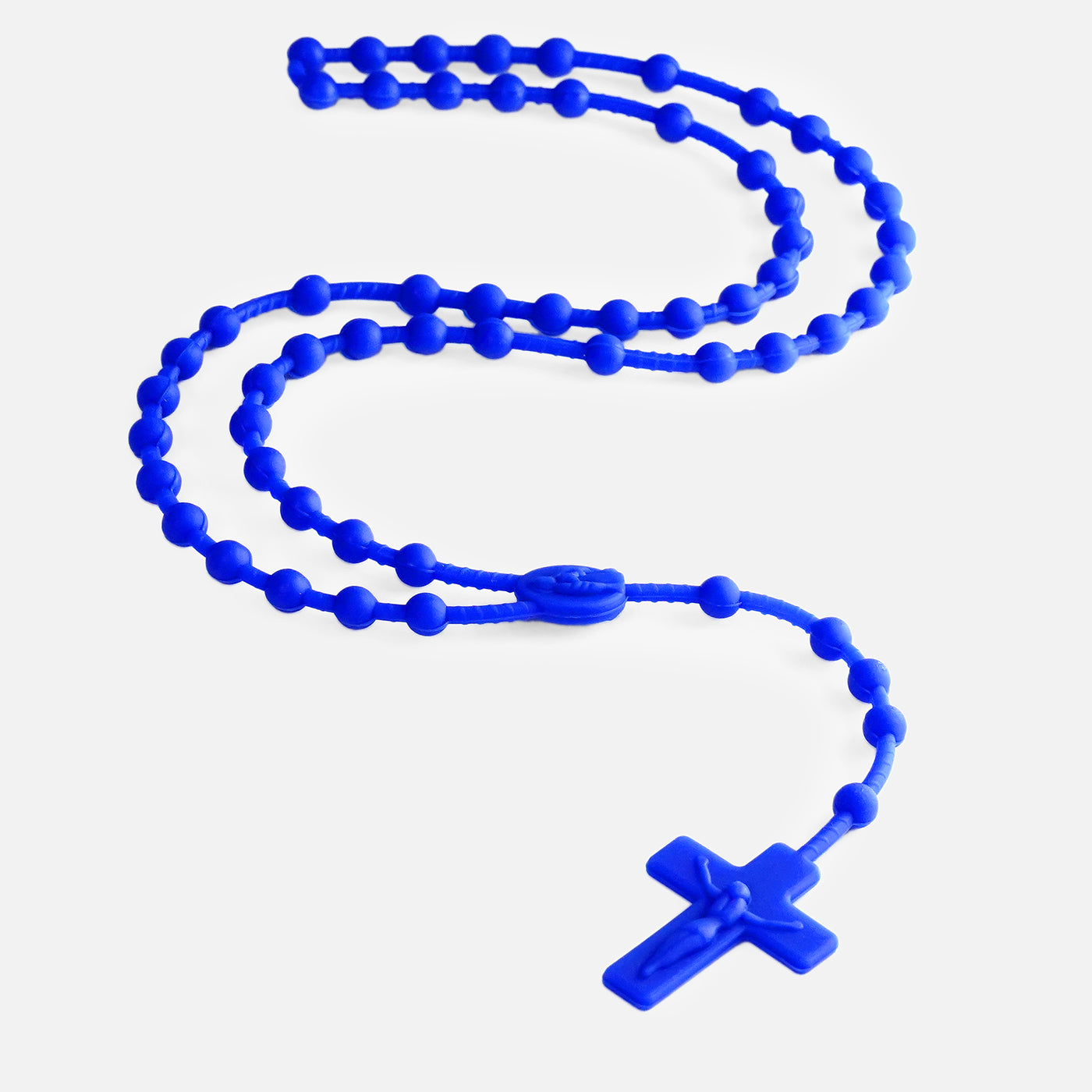 Royal Blue Rosary Cross Silicone Necklace