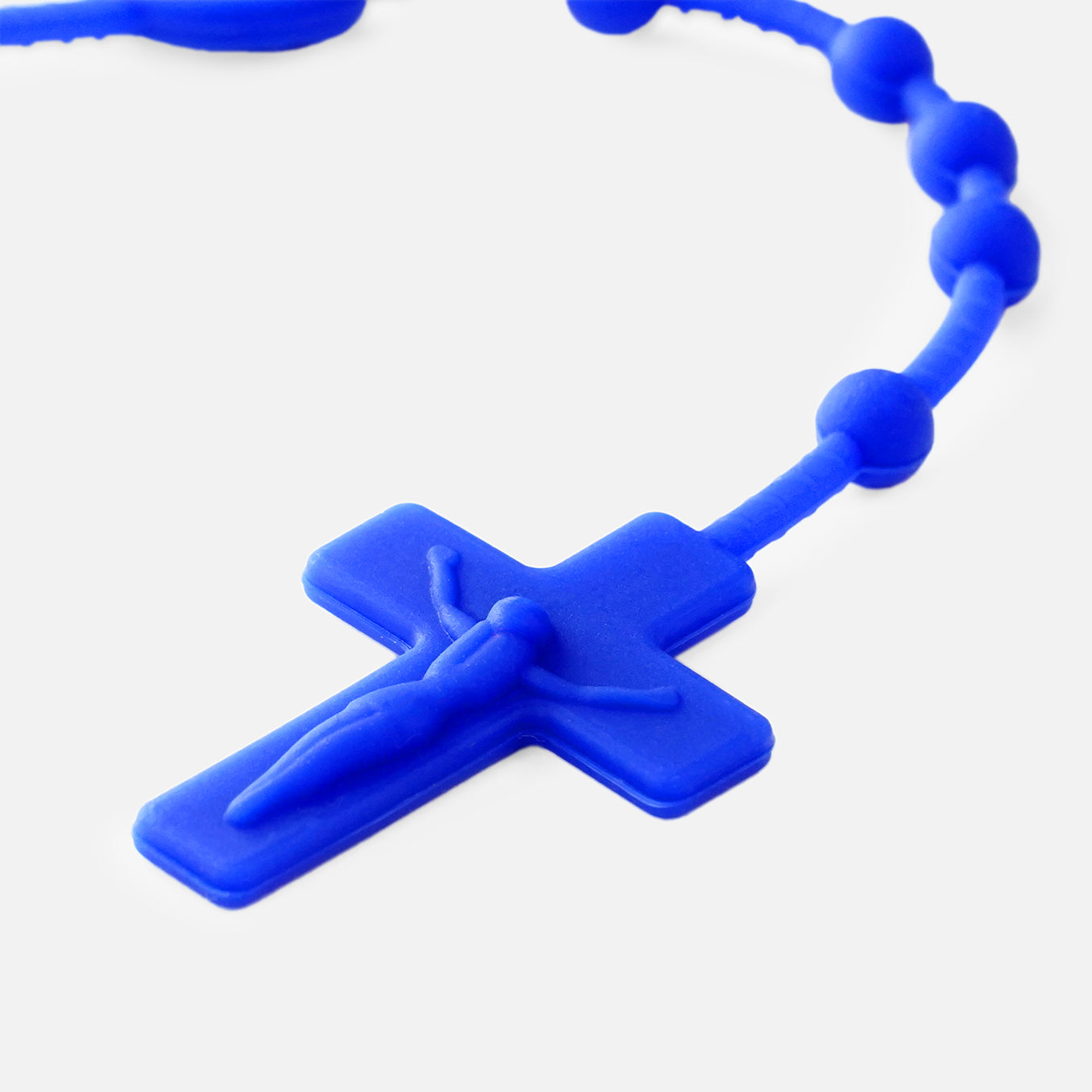 Royal Blue Rosary Cross Silicone Necklace