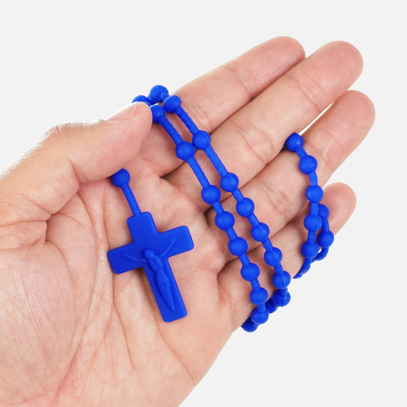 Royal Blue Rosary Cross Silicone Necklace