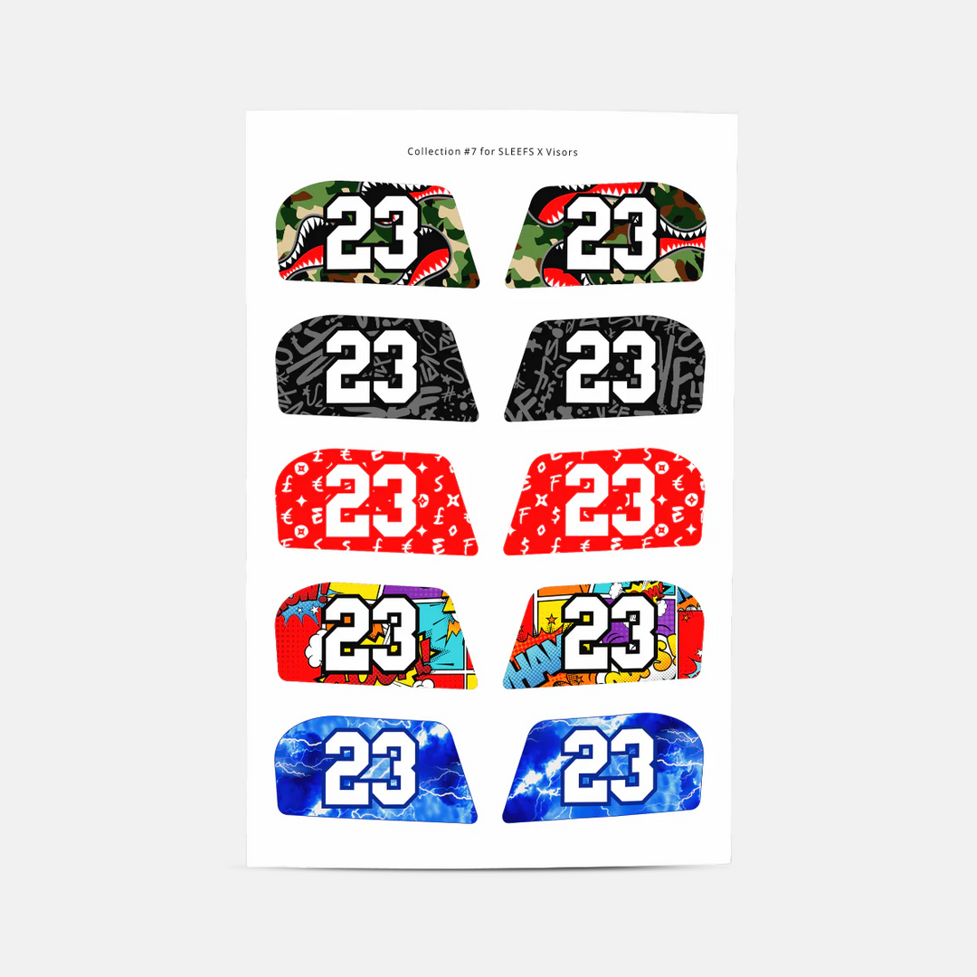 Stickers for Helmet Visor Tabs Numbers Set #2