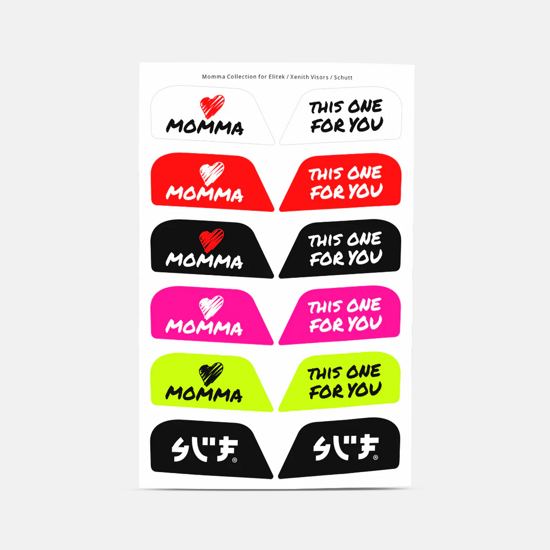 Momma Stickers for Helmet Visor Tabs