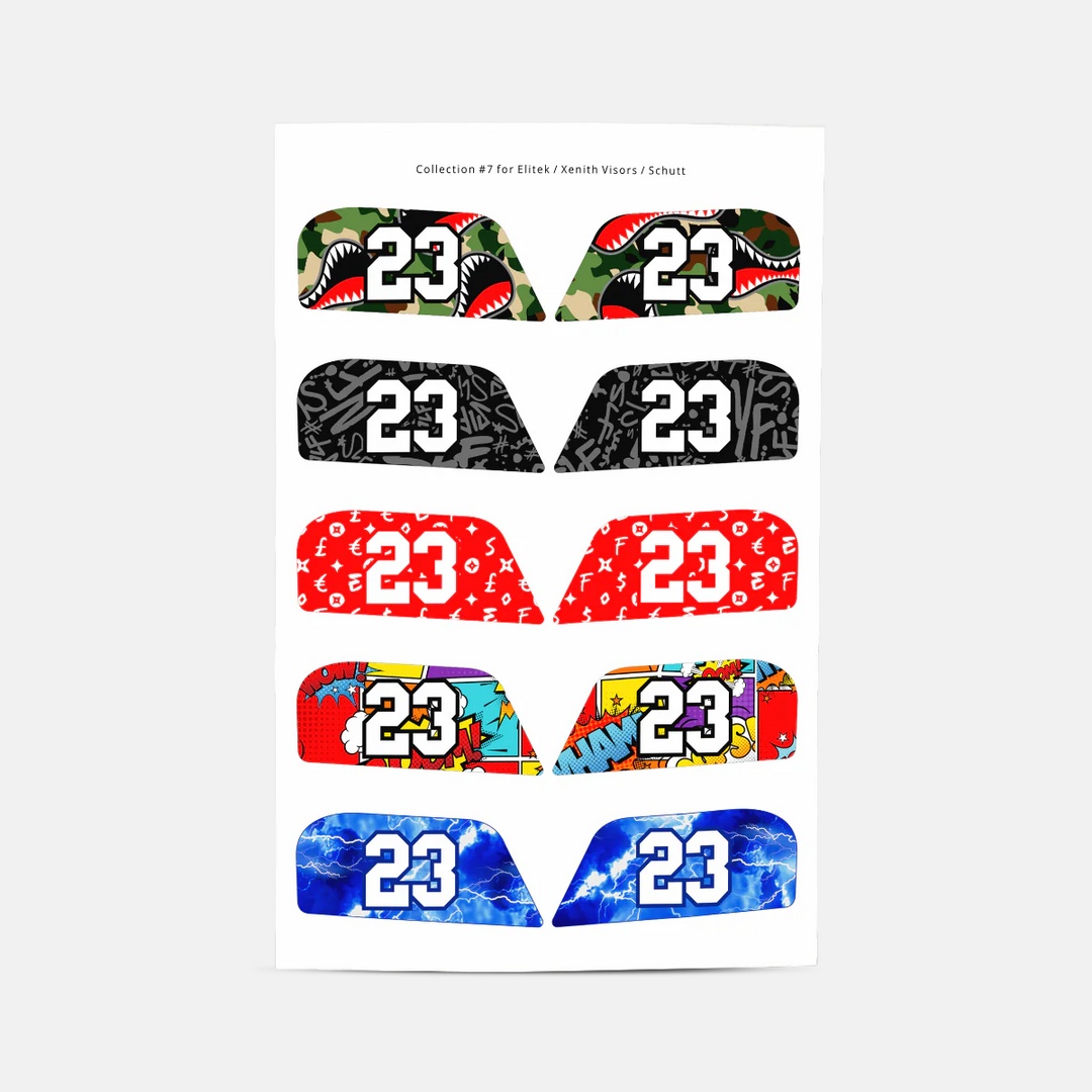 Stickers for Helmet Visor Tabs Numbers Set #2
