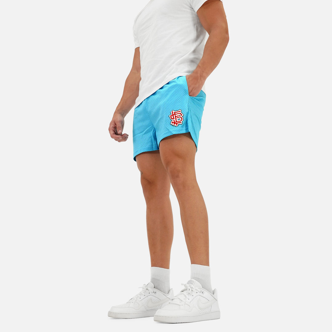 SLF Baseball Patch Sky Blue Shorts - 5"