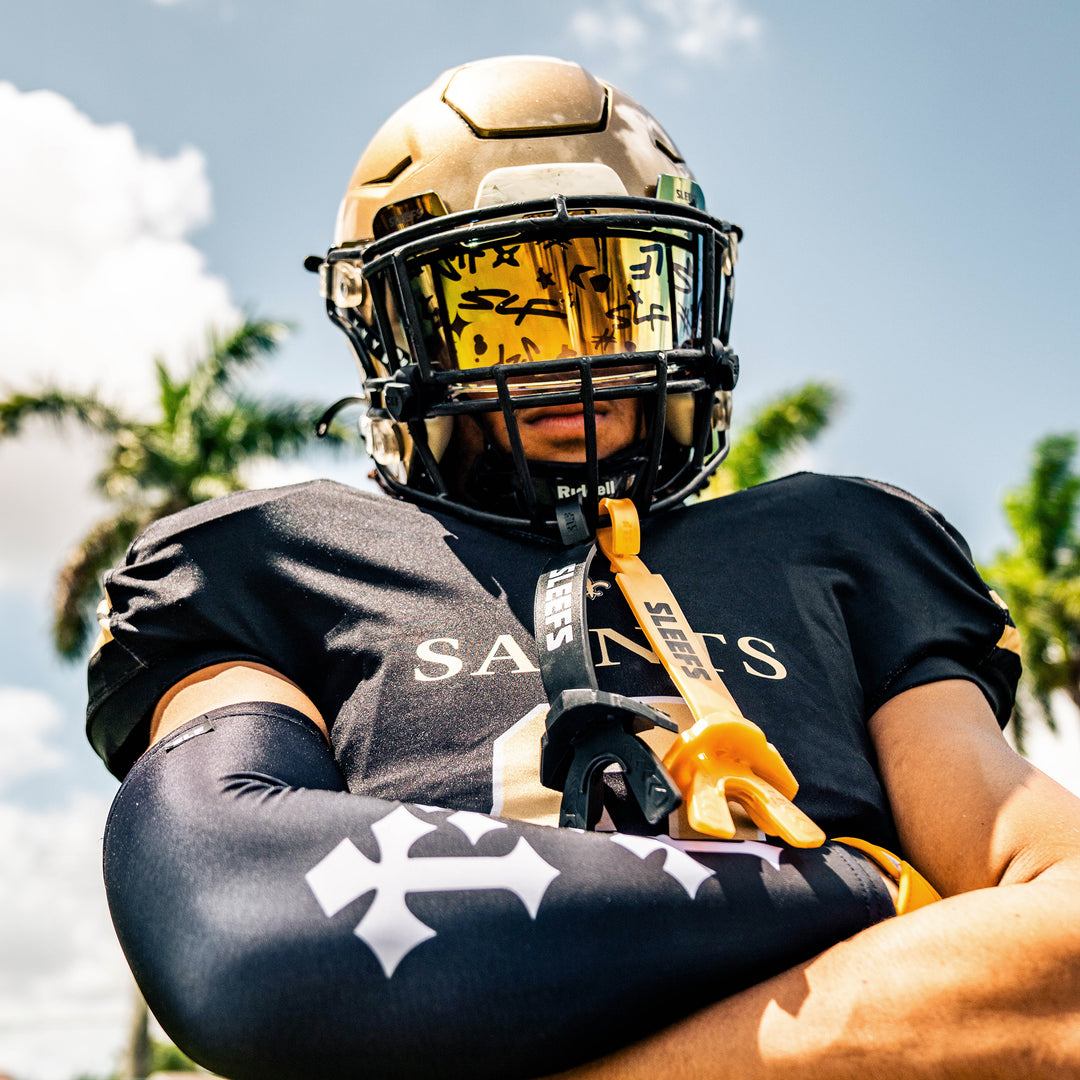 black gold smoked football helmet visor SLF Milan Pattern Gold Lite Helmet Eye-Shield Visor