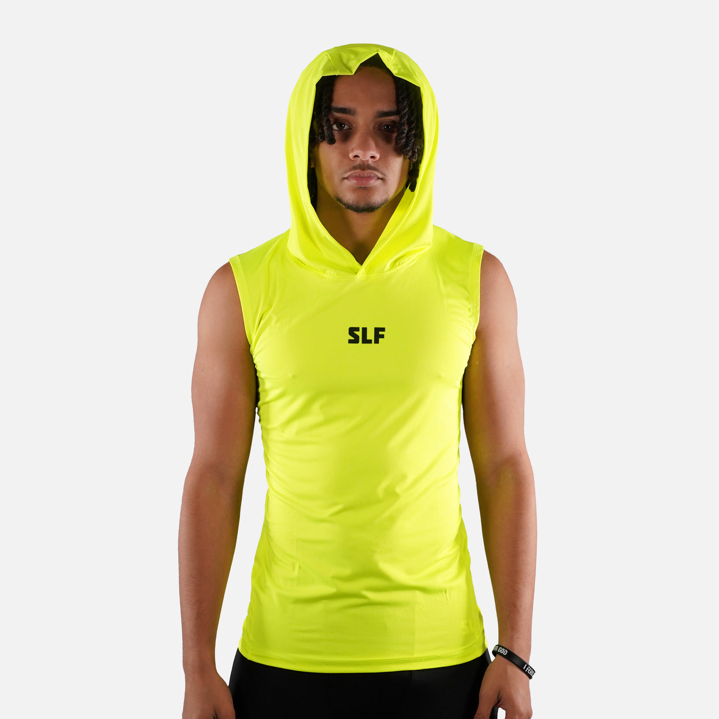 Safety Yellow Sleeveless Compression Hoodie