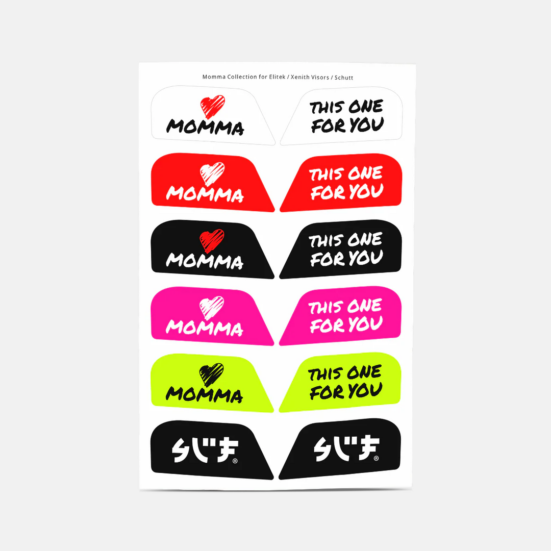 Momma Stickers for Helmet Visor Tabs