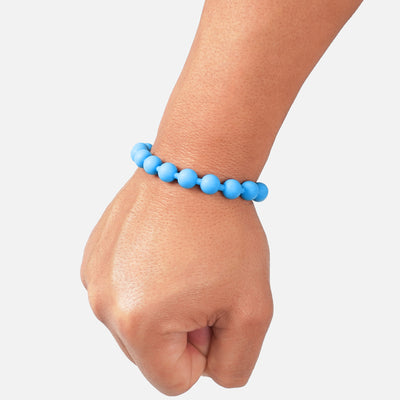 Sky Blue Beaded Silicone Wristband