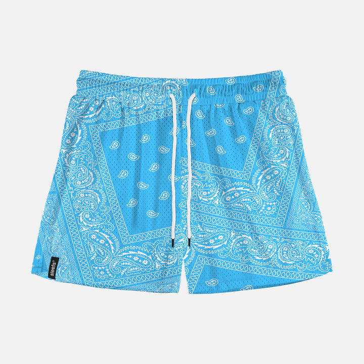 Sky Blue Classic Bandana Shorts - 5"