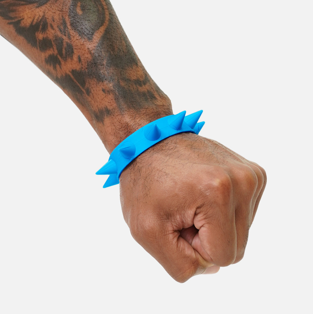 Sky Blue Spiked Silicone Wristband