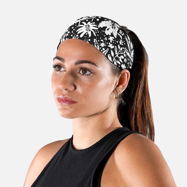 Sleefs Flowers Black Ink Headband