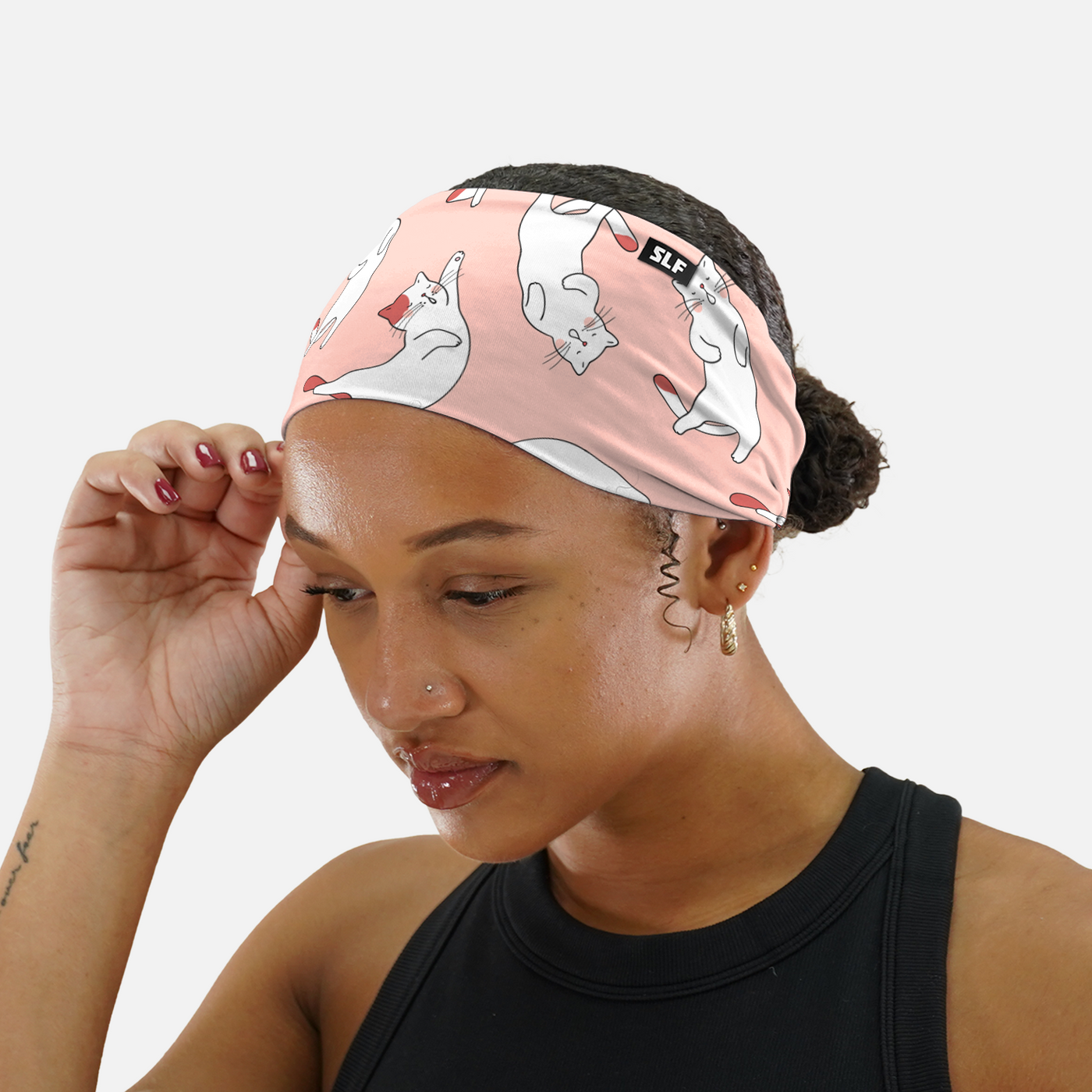 Sleepy Cats Salmon Headband