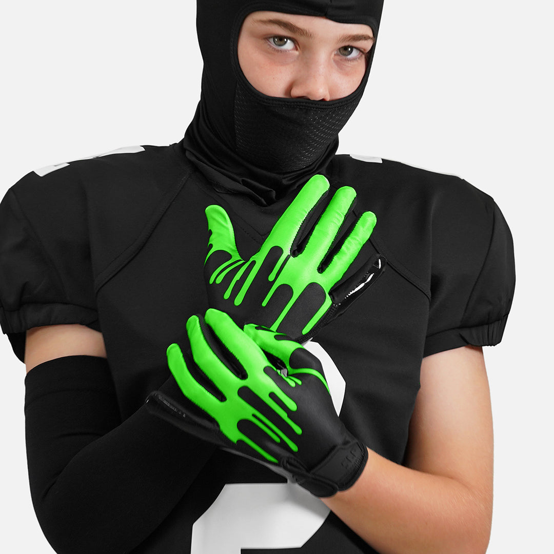Slime Green Sticky Kids Football Receiver Gloves