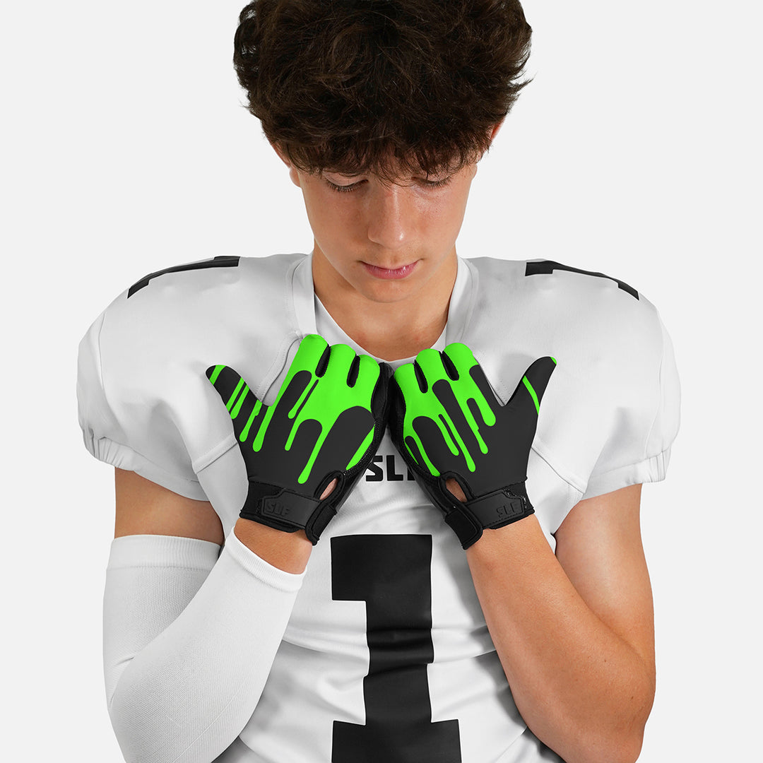 Slime Green Sticky Football Receiver Gloves