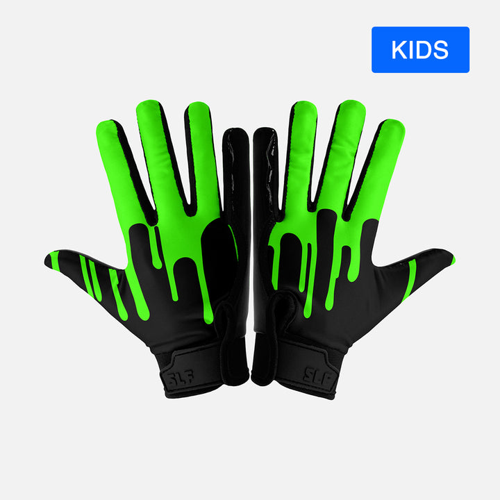 Slime Green Sticky Kids Football Receiver Gloves
